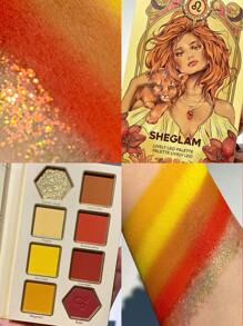 SHEGLAM Lively Leo Palette 8-Clolor Glitter Matte Eyeshadow Palette Bold Yellow Orange Shiny Gold High Pigment Long Wear Blendable Pro Eyeshadow Brand Beauty Makeup Face Paint Cosmetic For Women Girls Perfect For Fall Winter Ideal For Y2K Fancy Fashion Suitable For Birthday Christmas Present Party Ready Best Color