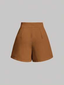 SHEIN MOD Solid Pleated Skort - Brown - View 2