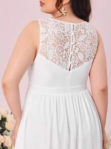 SHEIN Belle 1 pieza Vestido de novia con encaje - Blanco - Ver 3