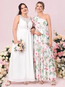 SHEIN Belle 1 pieza Vestido de novia con encaje - Blanco - Ver 11