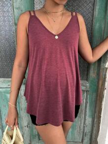 SHEIN Maternity Solid Tank Top - Redwood - View 2