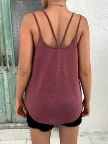 SHEIN Maternity Solid Tank Top - Redwood - View 3