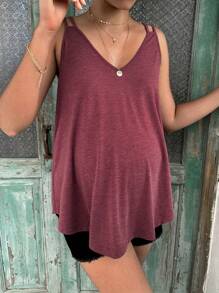 SHEIN Maternity Solid Tank Top - Redwood - View 5