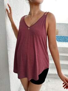 SHEIN Maternity Solid Tank Top - Redwood - View 6