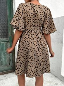 SHEIN 孕婦滿版印花蝴蝶袖繫腰帶連衣裙 - 彩色 - 查看 2