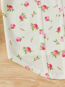 SHEIN Teen Girls Ditsy Floral Print Curved Hem Tank Top - Multicolor - View 4