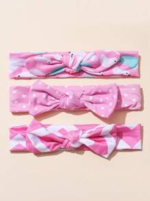 3pcs Baby Knot & Bow Decor Polyester Hair Band For Daily Use
