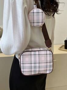 女士斜挎包小號女士旅行時尚休閒方形單肩斜挎包帶零錢包