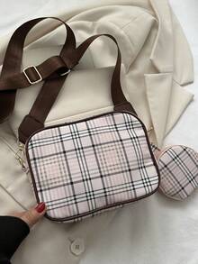 女士斜挎包小號女士旅行時尚休閒方形單肩斜挎包帶零錢包