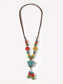 Vòng cổ trang trí bằng hạt & hoa Y Lariat - Nhiều màu - Xem 2