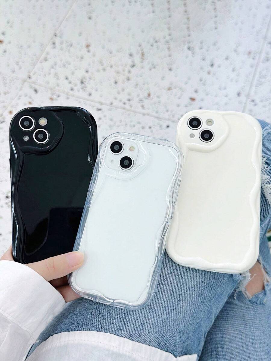 Bộ 3 ốp lưng điện thoại họa tiết sóng mới, tối giản, màu trơn, trong suốt, đen, trắng, tương thích với iPhone 16/16 Pro Max. - Nhiều màu - Xem 1