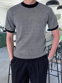 DAZY Áo dệt kim nam Tương phản ràng buộc răng cưa Giải trí - màu đen - Xem 3