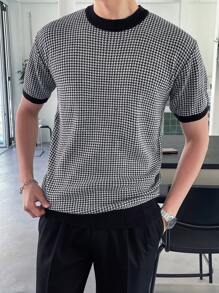 DAZY Áo dệt kim nam Tương phản ràng buộc răng cưa Giải trí - màu đen - Xem 6