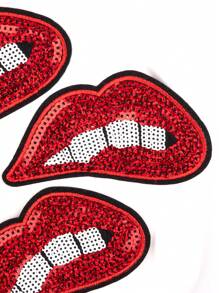 3入組亮片嘴唇設計熨燙貼片 - 杏色 - 查看 4