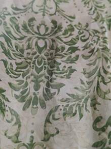 SHEIN Swim All Over Print Tie Front Kimono, For Summer Beach Vacation - Green - View 7