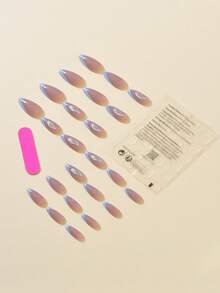 Transform Your Nails With 24pcs Long Almond Wings Pattern Full Cover Fake Nail Set - Multicolor - View 2