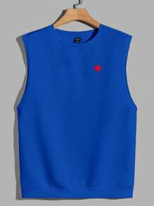 Manfinity VCAY 男士愛心貼布背心上衣 - 寶藍色 - 查看 1