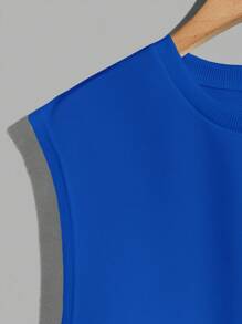 Manfinity VCAY 男士愛心貼布背心上衣 - 寶藍色 - 查看 4