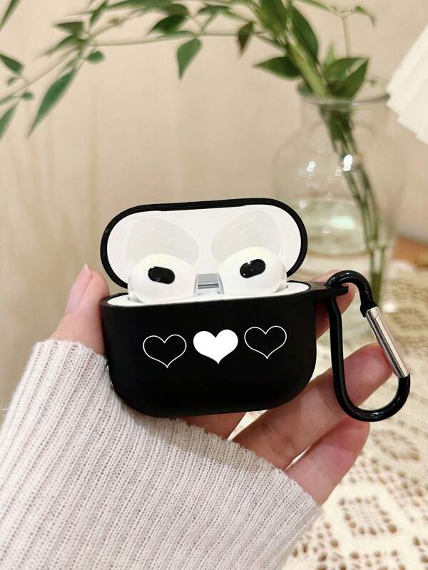 Apple Heart Shape Printed Earphone Case Compatible With Airpods Pro (2nd Generation), AirPods 3, AirPods Pro, AirPods 1/2, AirPods 4