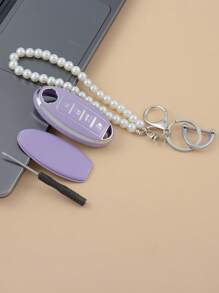 1入組車鑰匙殼兼容日產,鑰匙表袋用鏈條或絲帶連接到馬甲懷錶套 - 彩色 - 查看 3