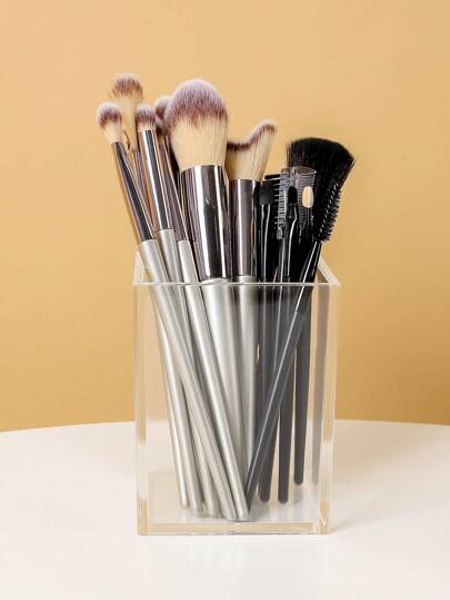 单支化妆刷收纳盒，透明亚克力笔筒，简约创意个性化化妆刷收纳盒，适用于卧室/书桌包袋、房间装饰、化妆包、梳妆台、旅行、化妆包、旅行必备品、收纳盒、储物盒、旅行必备品、化妆品收纳盒、化妆包、洗漱包、桌面收纳盒、化妆包、化妆袋、化妆品收纳盒、梳妆台配件、化妆袋、化妆包、首饰盒、化妆刷架、化妆刷架、香水收纳盒、化妆包、女士礼物、圣诞礼物、女士礼物创意