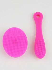 RANCAI 硅胶手动洗脸刷，柔软洗脸刷去角质，防水亲肤洁面刷，可去除黑头白头彩妆残留 - 玫紅色 - 查看 5