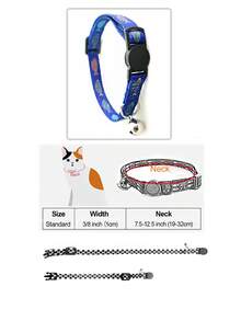 1 pieza Collar para mascota con estampado de pescado con diseño de campana para perro con gato para exterior