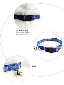 1 pieza Collar para mascota con estampado de pescado con diseño de campana para perro con gato para exterior