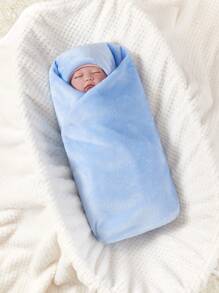 1入組嬰兒法蘭絨包巾,適用於家居或旅行,四季皆宜 - 藍色 - 查看 1