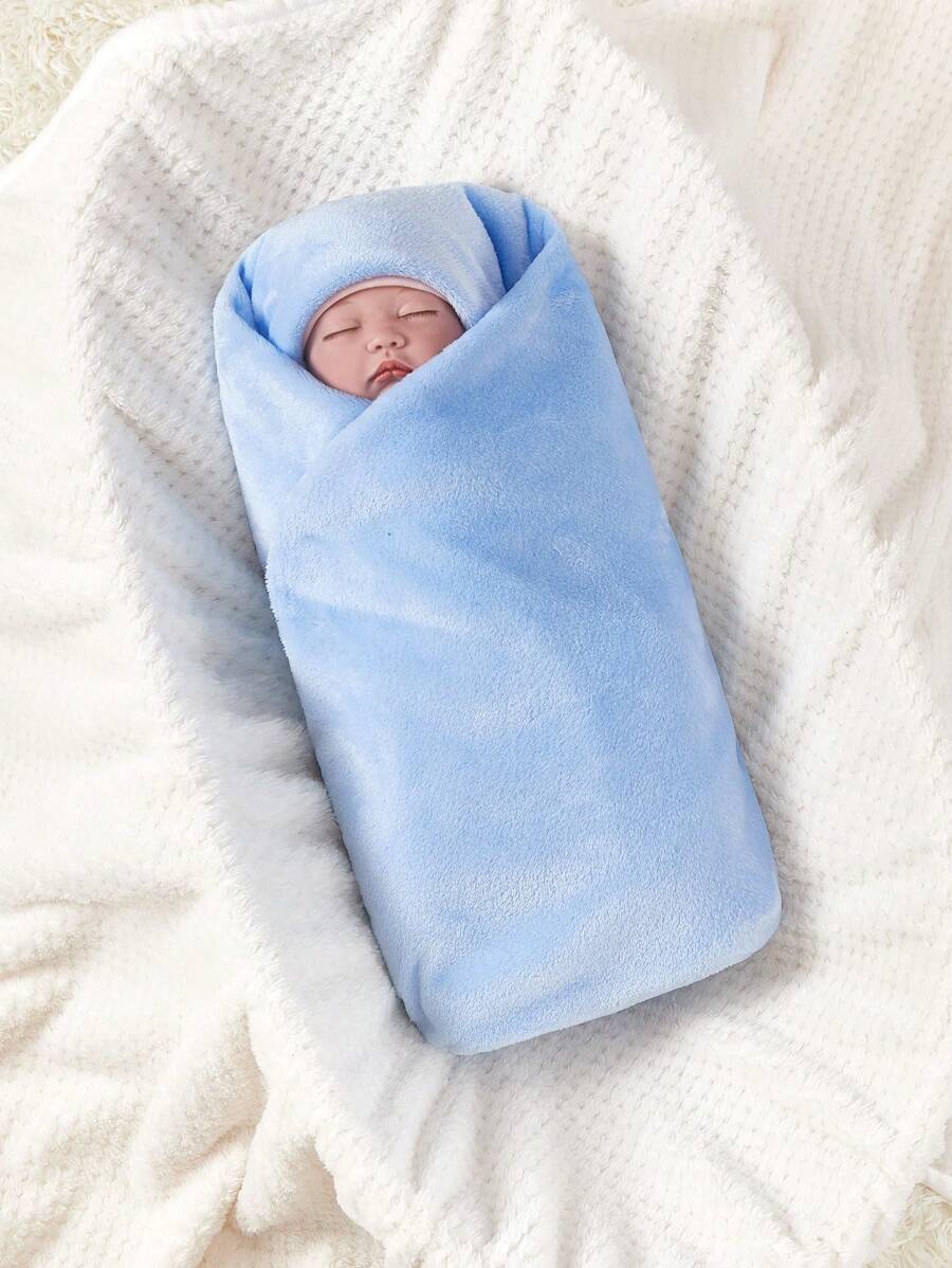 1入組嬰兒法蘭絨包巾,適用於家居或旅行,四季皆宜 - 藍色 - 查看 1