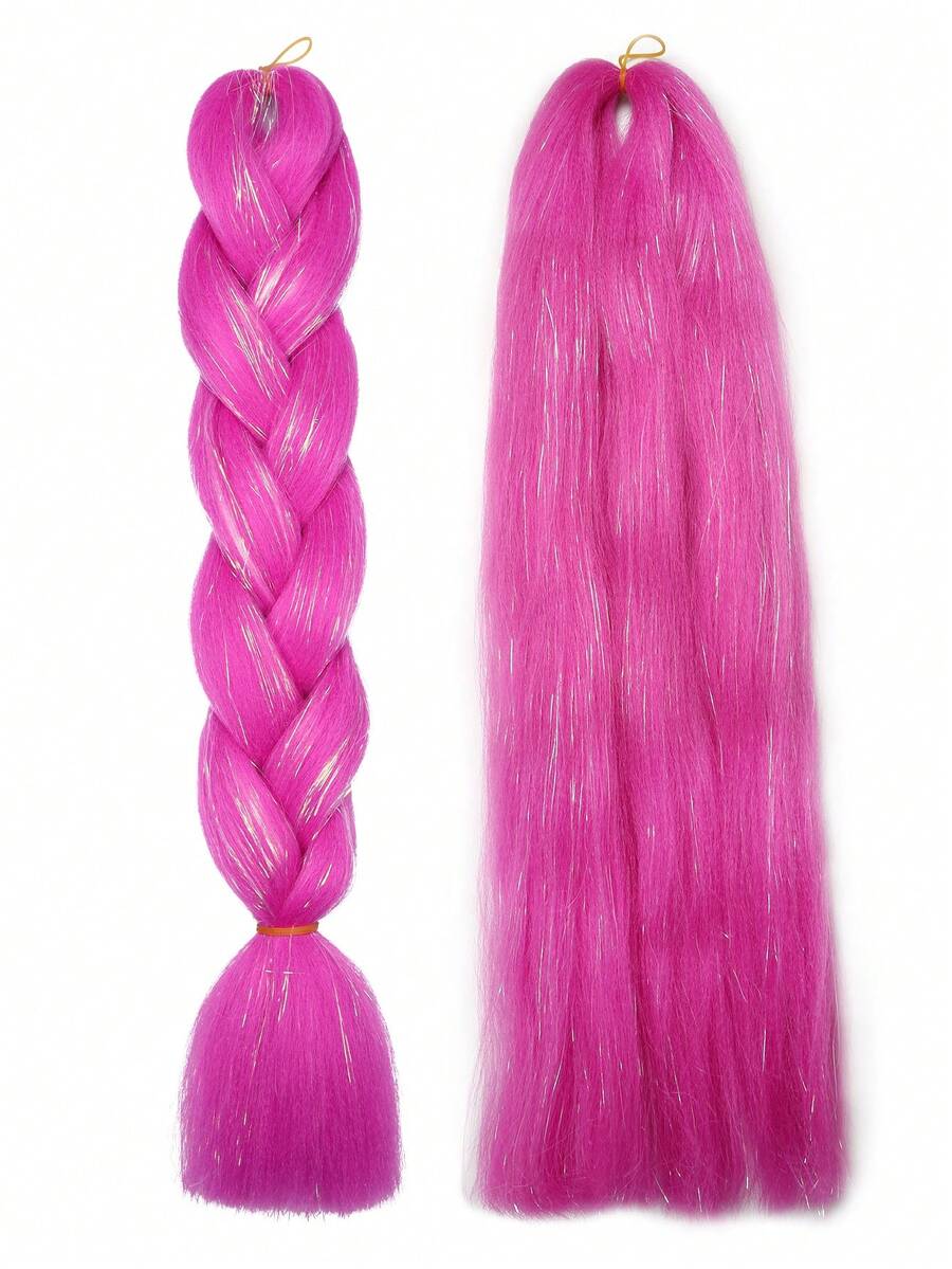 長款合成髮辮 - 玫紅色 - 查看 1