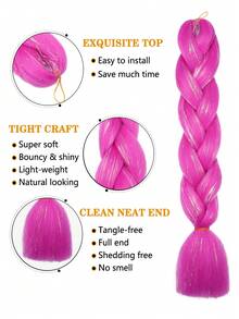 長款合成髮辮 - 玫紅色 - 查看 4