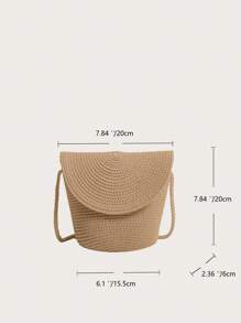 Straw Bucket Bag Vintage Woven Rattan Shoulder Bag Women Summer Vacation Bag