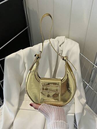 迷你流浪包素色金屬裝飾