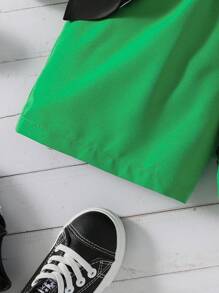 SHEIN 女孩素色吊帶背心和短褲和翻蓋口袋襯衫 - 彩色 - 查看 7