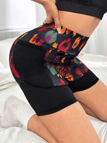 SHEIN Yoga Trendy Quần Shorts Thể thao Nữ Túi Đồ họa - màu đen - Xem 4
