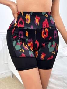 SHEIN Yoga Trendy Quần Shorts Thể thao Nữ Túi Đồ họa - màu đen - Xem 5