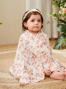 Cozy Pixies 3-Pack Oeko-Tex Certified Baby Floral Bamboo Muslin Swaddle Blankets, Breathable