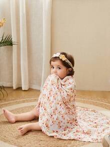 Cozy Pixies 3-Pack Oeko-Tex Certified Baby Floral Bamboo Muslin Swaddle Blankets, Breathable