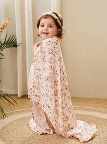 Cozy Pixies 3-Pack Oeko-Tex Certified Baby Floral Bamboo Muslin Swaddle Blankets, Breathable
