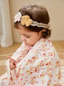 Cozy Pixies 3-Pack Oeko-Tex Certified Baby Floral Bamboo Muslin Swaddle Blankets, Breathable