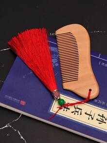 1入組木梳子帶流蘇吊墜