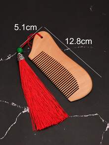 1入組木梳子帶流蘇吊墜