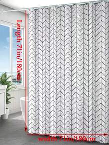 1 pieza Cortina de ducha impermeable con patrón geométrico ducha moderno PEVA para cuarto de baño - Blanco y Negro - Ver 2