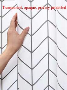 1 pieza Cortina de ducha impermeable con patrón geométrico ducha moderno PEVA para cuarto de baño - Blanco y Negro - Ver 5