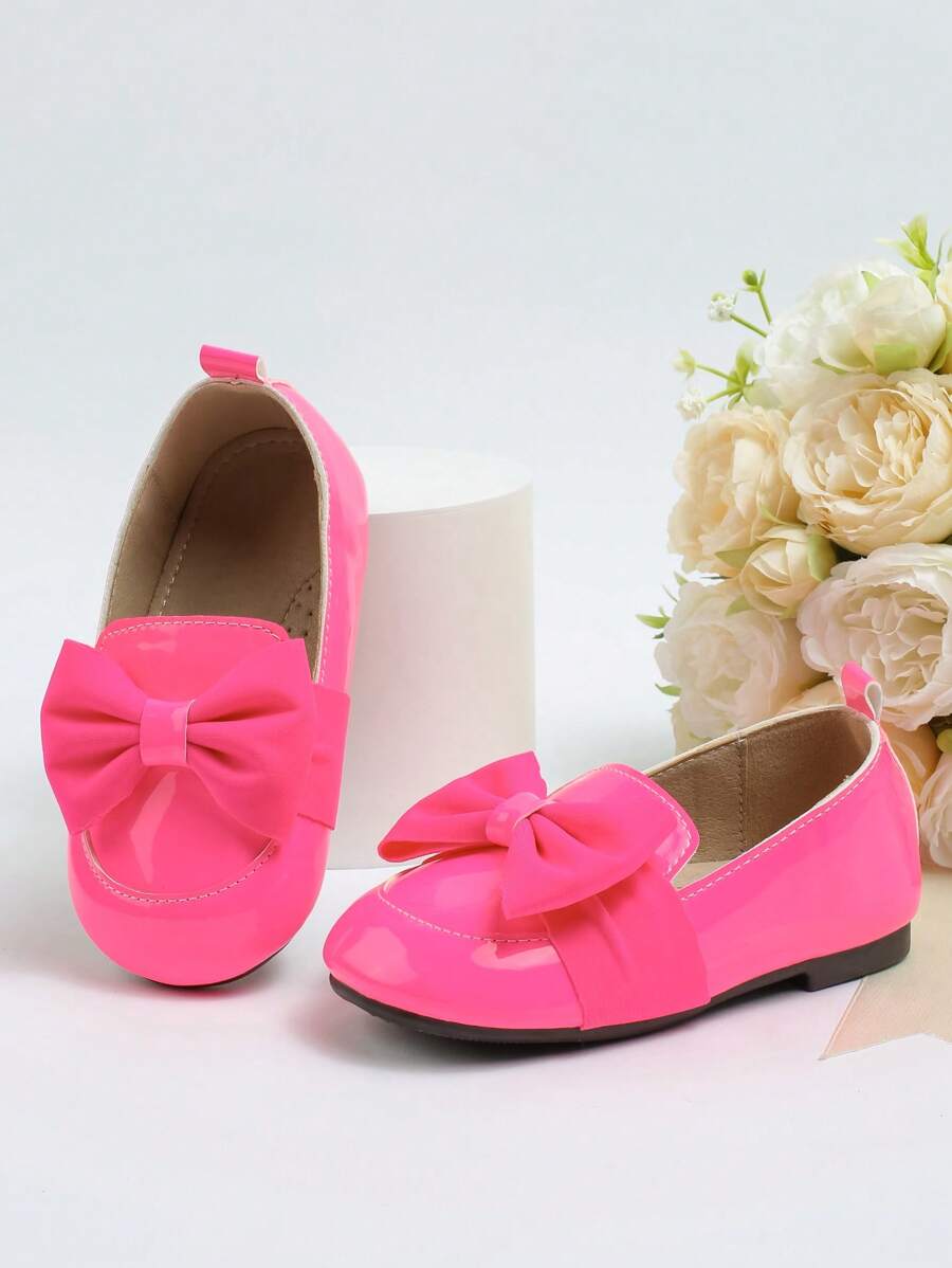 女孩蝴蝶結裝飾低幫時尚樂福鞋適合派對 - 玫紅色 - 查看 1