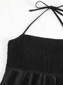 热带花卉褶饰手帕下摆挂脖式比基尼夏日海滩 - 彩色 - 查看 7