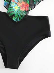 Swim Lushoire 夏日海滩热带印花手帕下摆吊带比基尼 - 彩色 - 查看 6