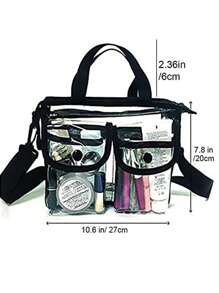 1pc Transparent Multi Grid Storage Bag, PVC Waterproof Handheld Makeup Bag For Household