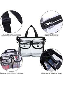 1pc Transparent Multi Grid Storage Bag, PVC Waterproof Handheld Makeup Bag For Household